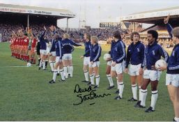Autographed DEREK STATHAM 12 x 8 Photo : Col, depicting West Bromwich Albion players lining up