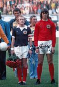 Autographed DAVID HARVEY 12 x 8 Photo : Col, depicting Scotland captain Billy Bremner and goalkeeper