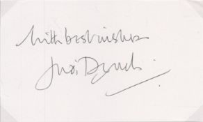 Dame Judi Dench signed 5x3 inch white card. Good condition. All autographs come with a Certificate