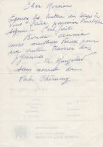 WW2 O'Leary Line agent Pat Cheramy (Eleanor Maud Hawkins) handwritten and signed letter on 8x6
