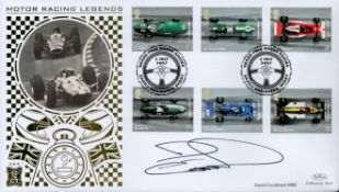 Motor Racing David Coulthard signed Benham FDC double PM Grand Prix Motor Racing Castle