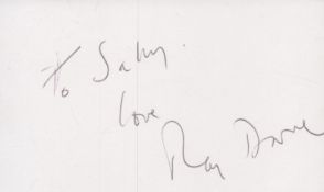 Ray Davies signed 5x3 inch white card. Good condition. All autographs come with a Certificate of