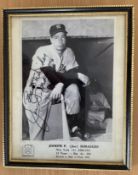 Joe DiMaggio signed 10x8 inch black and white framed and mounted vintage photo. Good condition.