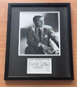 Mickey Rooney signed and framed Immigration Act 1971 Landing Card with black and white photo