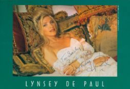 Lynsey De Paul signed 8x6 inch colour photo. Good condition. All autographs come with a