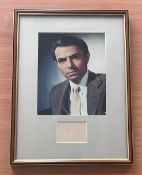 James Mason signed mounted and framed colour photo. Measures 13"x18" appx. Good condition. All