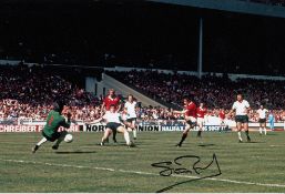 Autographed STUART PEARSON 12 x 8 Photo : Col, depicting Liverpool goalkeeper Ray Clemence saving