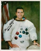 Harrison H. Schmitt signed 10x8 inch colour photo pictured in Space Suit. Good condition. All