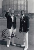 Autographed BRIAN CLOSE 12 x 8 Photo : B/W, depicting a wonderful image showing England captain