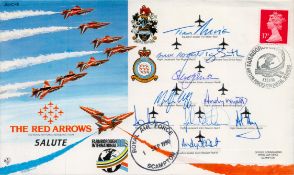 The Red Arrows Salute multi signed FDC by Tim Miller, Paul Rogers, Tony Smith, Steve Johnson, Martin