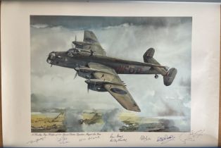 WWII 63cm x44cm Handley Page Halifax 138 Special duties squadron by S.T Glead multi signed print