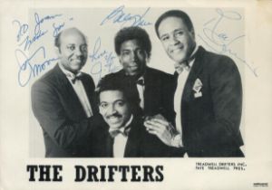 The Drifters multi signed 8x5 inch black and white promo photo signatures include Johnny Moore and