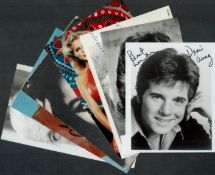 Actors - Seven signed photos, mostly 6x4, two dedicated. They are Cheryl Ladd, Eartha Kitt (pin