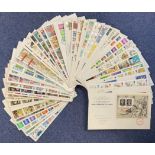 GB First Day Covers Collection approx 45 with Stamps and FDI Postmarks Includes Penny Black