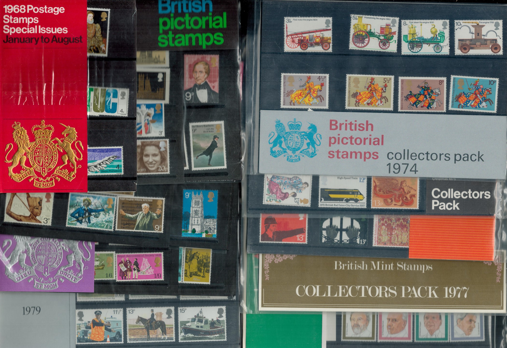 Mint GB Stamps Year Packs Collection Includes 1968, 1970, 1972, 1973, 1974, 1975, 1976, 1977,