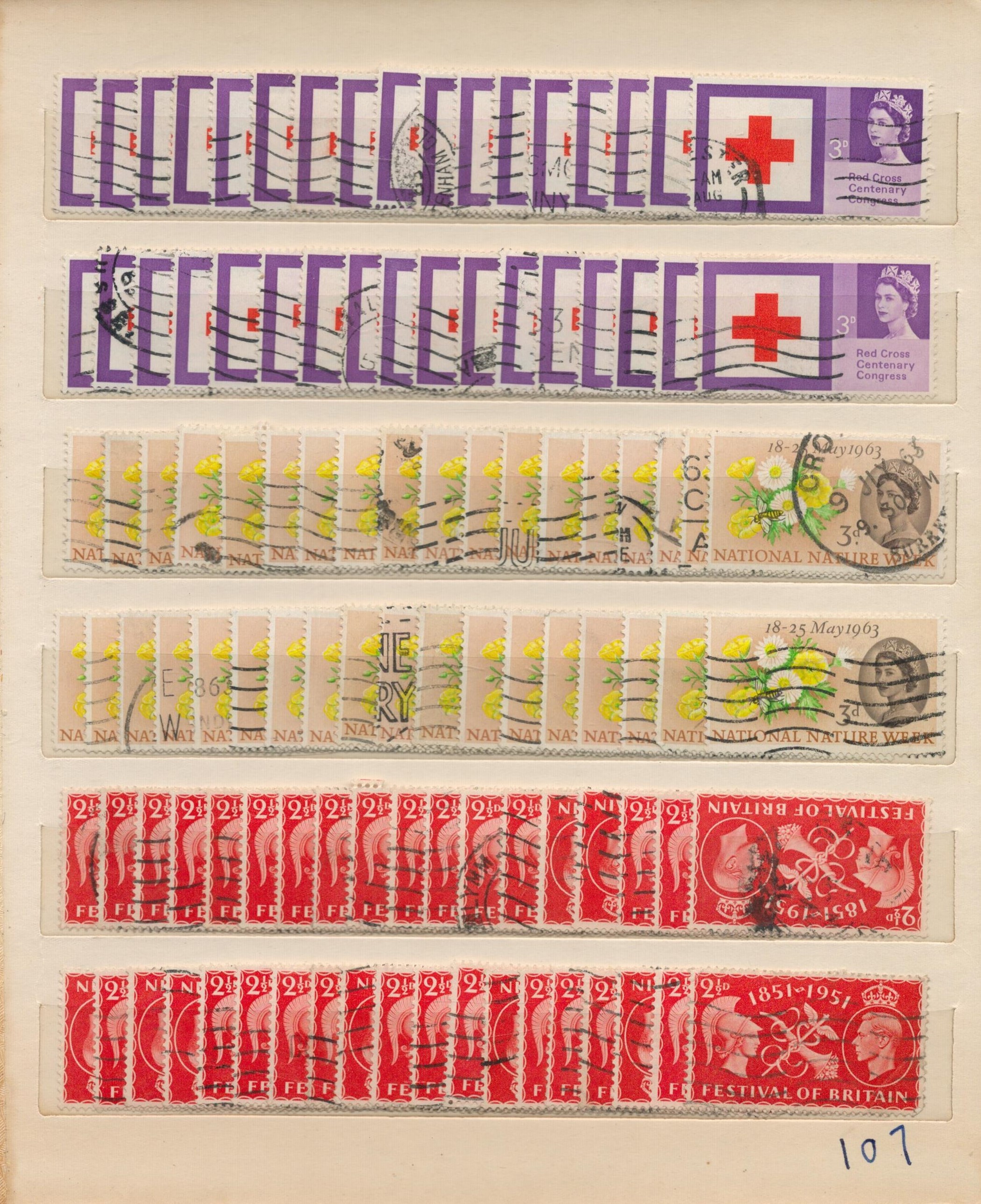 Stockbook with many duplicates of Pre-Decimal Stamps includes Festival of Britain, International - Image 2 of 3