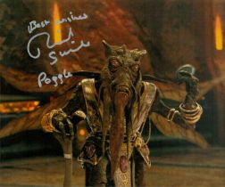 Richard Stride as Poggle signed 10 x 8 inch colour Star Wars scene photo. Good condition. All