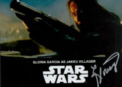 Gloria Garcia Jakku Villager signed 10 x 8 inch colour Star Wars scene photo. Good condition. All