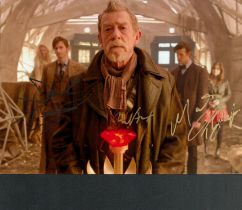 David Tennant, John Hurt and Matt Smith multi signed 12x8 inch Dr Who colour photo. Good