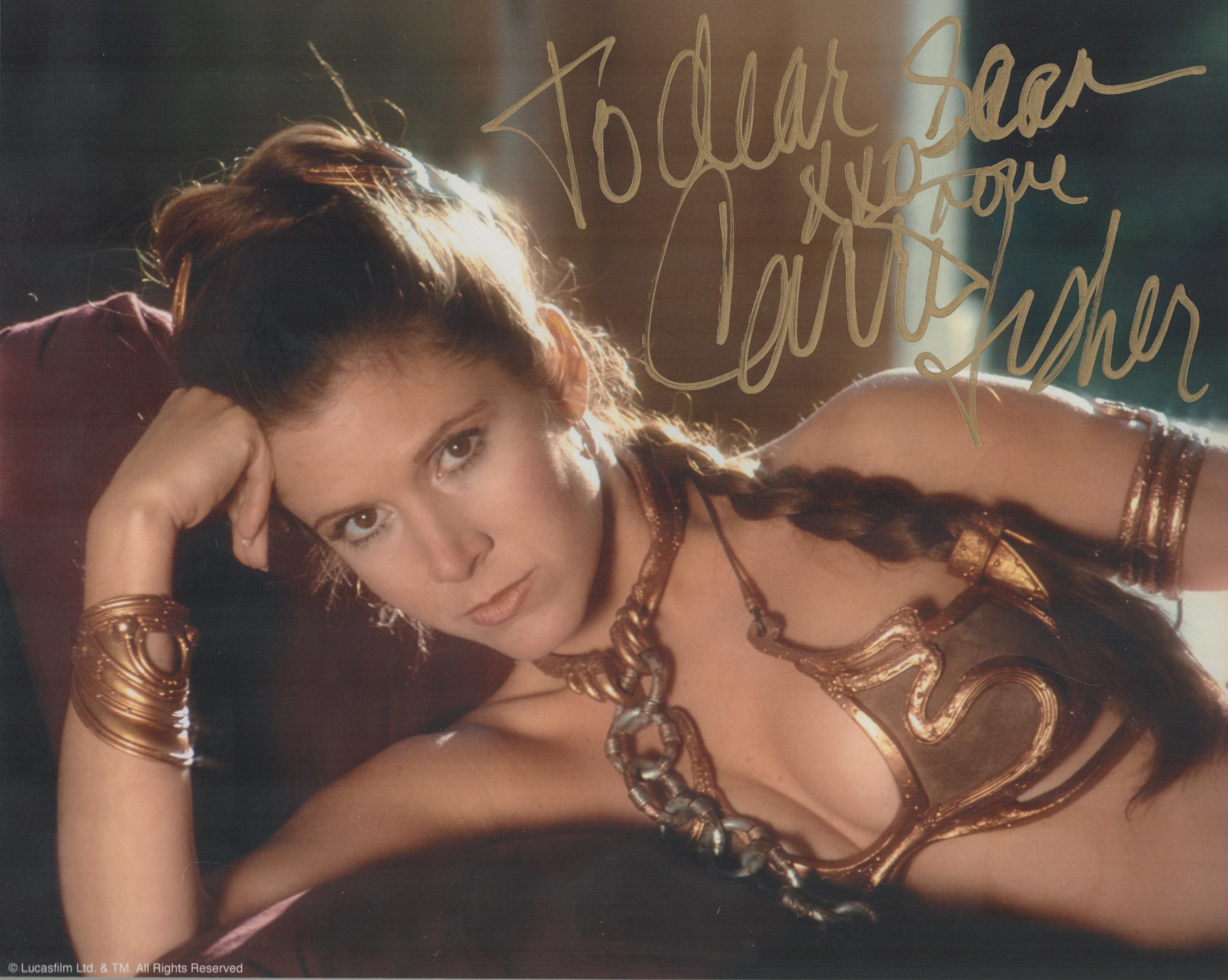 Carrie Fisher signed 10x8 inch colour photo pictured as Princess Leia in Star Wars. Dedicated.