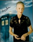 Dr Who actor Thelma Barlow signed 10 x 8 inch colour Tardis photo. Good condition. All autographs