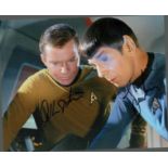 William Shatner and Leonard Nimoy signed 12x8 inch Star Trek colour photo. Good condition. All