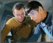 William Shatner and Leonard Nimoy signed 12x8 inch Star Trek colour photo. Good condition. All