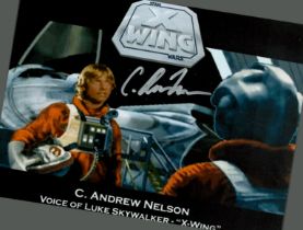 C Andrew Nelson Voice Luke Skywalker signed 10 x 8 inch colour Star Wars scene photo. Good