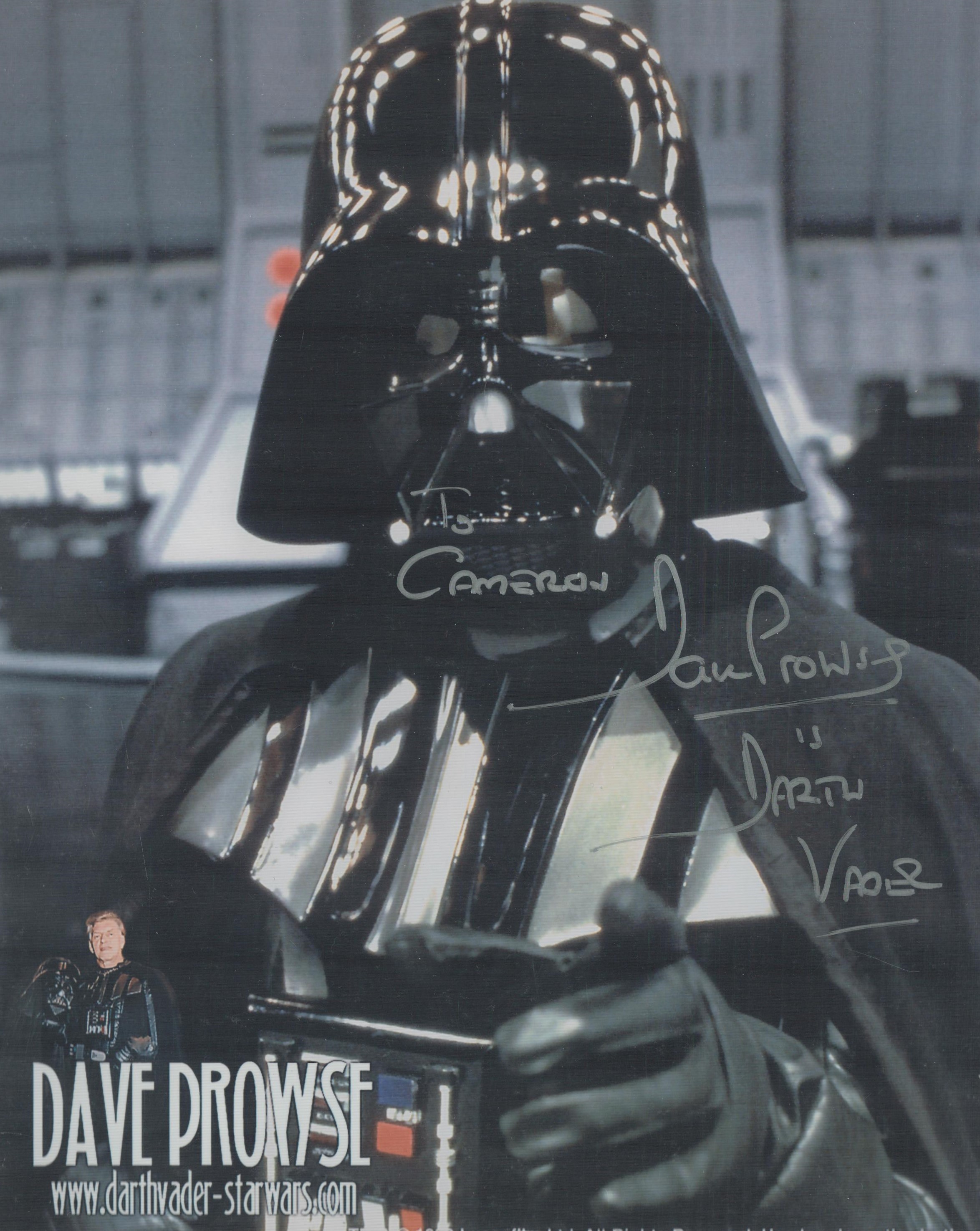 Dave Prowse signed 10x8 inch Darth Vader Star Wars colour promo photo. Dedicated. Good condition.