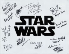 Star Wars movie logo 14x11 inch photo signed by THIRTEEN actors who had roles in various Star Wars