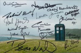 Dr Who multi signed 10x8 inch Tardis colour photo 18 fantastic past cast member signatures such as