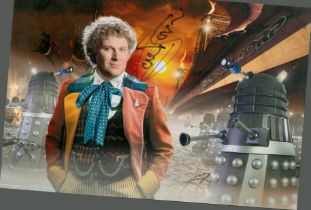 Colin Baker signed 12x8 inch Doctor Who colour photo. Good condition. All autographs come with a