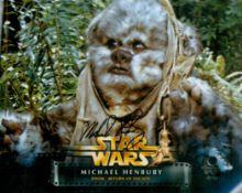 Michael Henbury signed 10x8 inch Ewok Return of the Jedi colour photo. Good condition. All