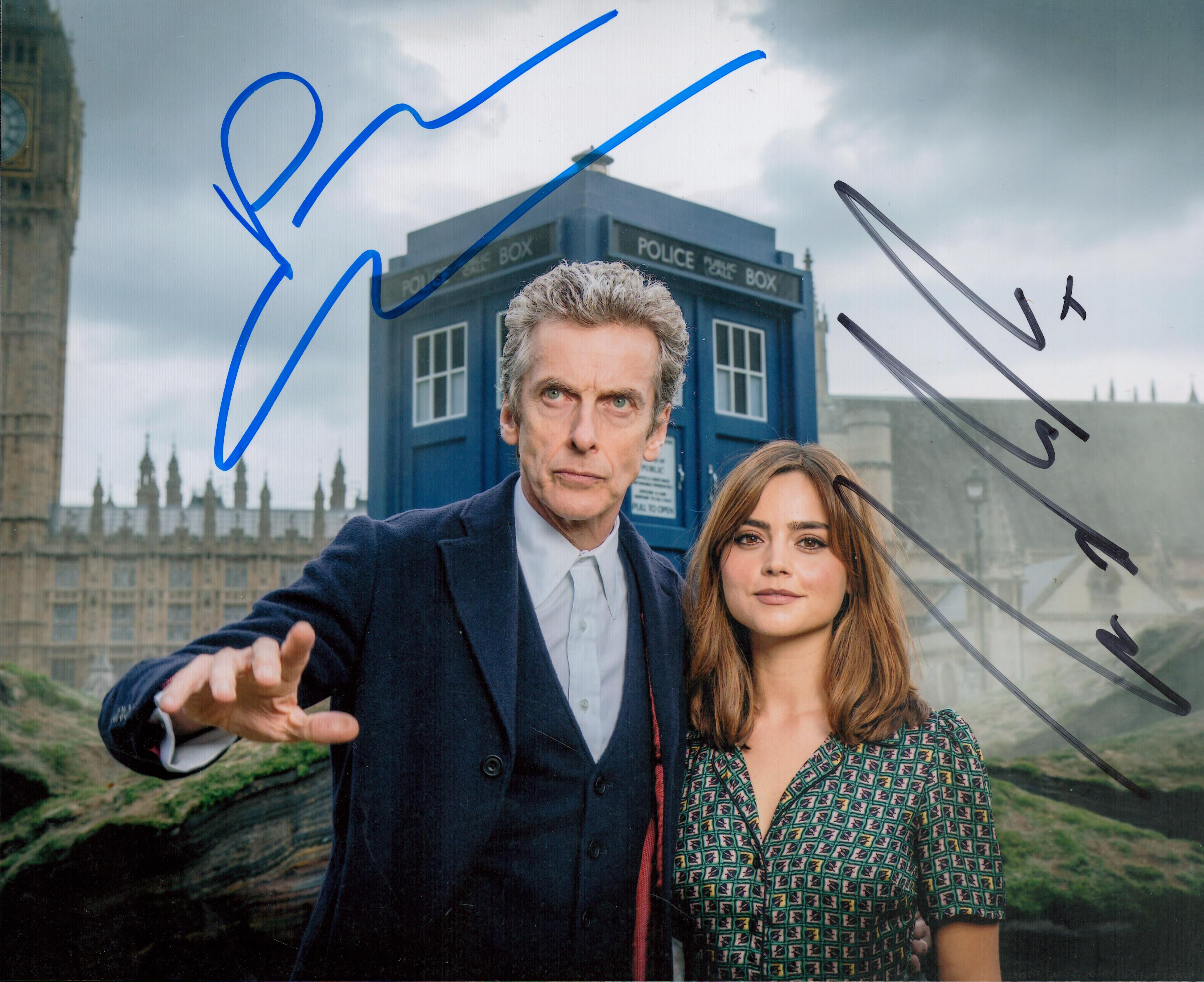 Peter Capaldi and Jenna Coleman signed 10x8 inch Doctor Who colour photo. Good condition. All