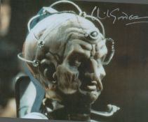 Dr Who actor David Gooderson as Davros signed 10 x 8 inch colour scene photo. Good condition. All