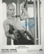 Patrick Stewart signed 10x8 inch Star Trek Insurrection black and white promo photo. Good condition.