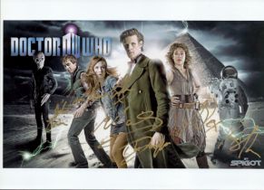 Matt Smith, Karen Gillan, Alex Kingston and Arthur Darvill multi signed Doctor Who colour photo.