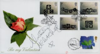 Martine McCutcheon signed FDC A Buckingham Cover Be My Valentine. Six Stamps Triple postmarks 14 Feb