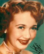 Jane Powell signed 10x8 inch colour photo. Dedicated. Good condition. All autographs come with a