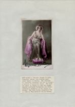Vintage signed Miss Maud Allan colour photo 5.5x3.5 Inch corner stickers onto an A4 white sheet plus