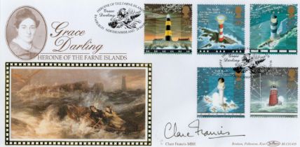 Claire Francis MBE signed Geace Darling Heroine of the Farne Islands Benham FDC Double PM Heroine of
