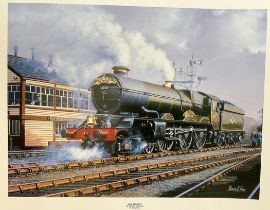 Barry G Price 17 X 13.5 Colour Print Titled 'King George V at Old Oak Common' . Good condition.