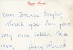 Peggy Mount Hand Signed Letter From The English Television, Stage And Film Actress, From The Private