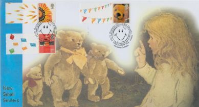 Prunella Scales signed New Small Smilers Buckingham FDC PM Generic Smilers Sheets Giggleswick Settle