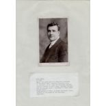 Vintage signed Mr Will Evan black & white photo 6.5x4.5 Inch corner stickers onto an A4 white