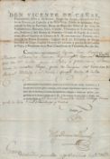 Wellington related Safe Passage in Spain document. 1809 for Duke of Parque with notes of provenance.