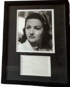 Margaret Lockwood mounted signature with black and white photo, framed. Measures 17"x14" appx.