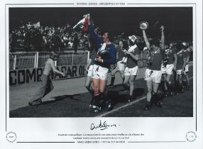 Football. Alex Stepney Signed 16x12 colourised photo, Stepney is in colour. Autographed Editions,