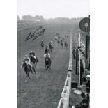 Autographed Lester Piggott 12 X 8 Photo : B/W, Depicting Lester Piggott Winning The 1954 Epsom Derby