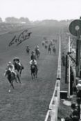 Autographed Lester Piggott 12 X 8 Photo : B/W, Depicting Lester Piggott Winning The 1954 Epsom Derby
